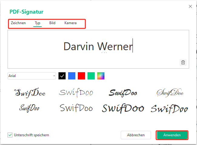 PDF Unterschrift designen lassen