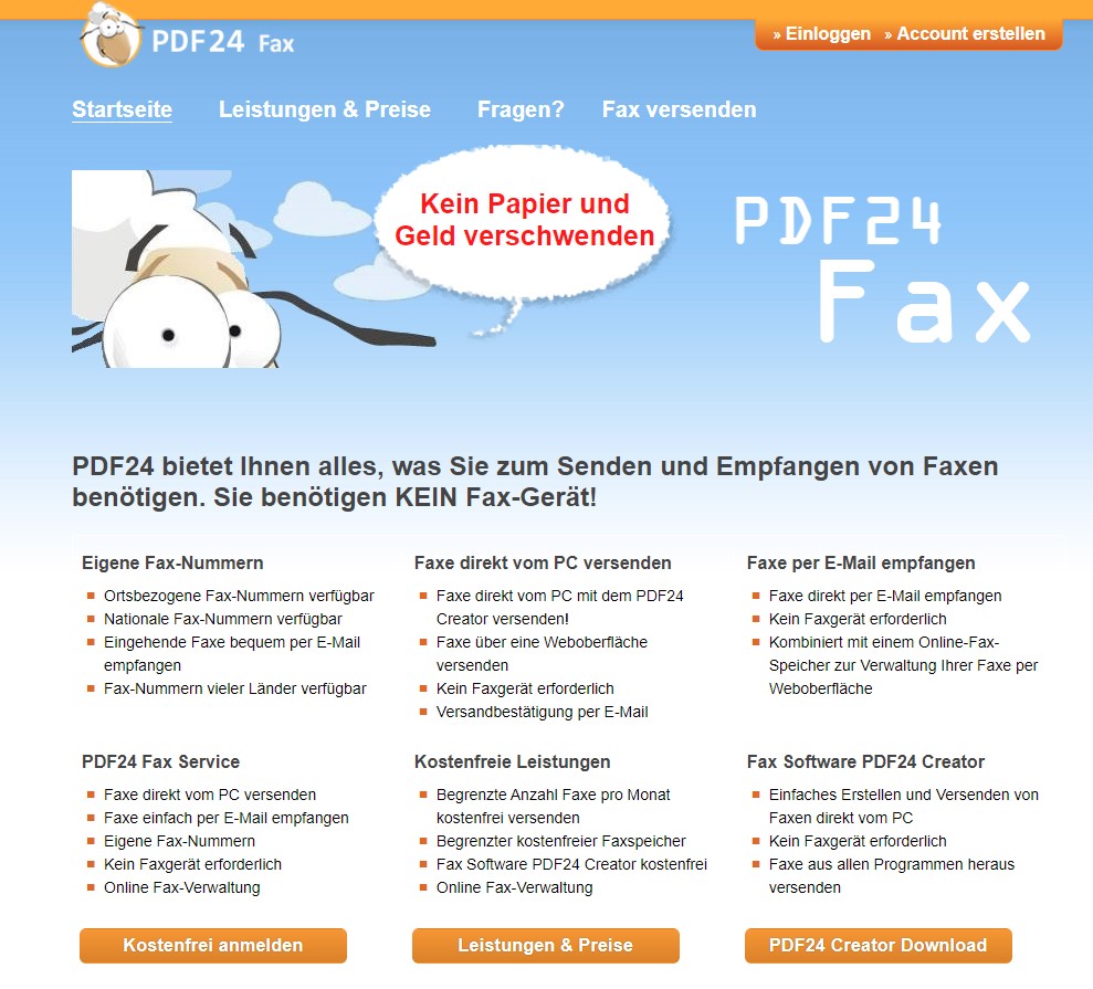 PDF per PDF24 Fax verschicken