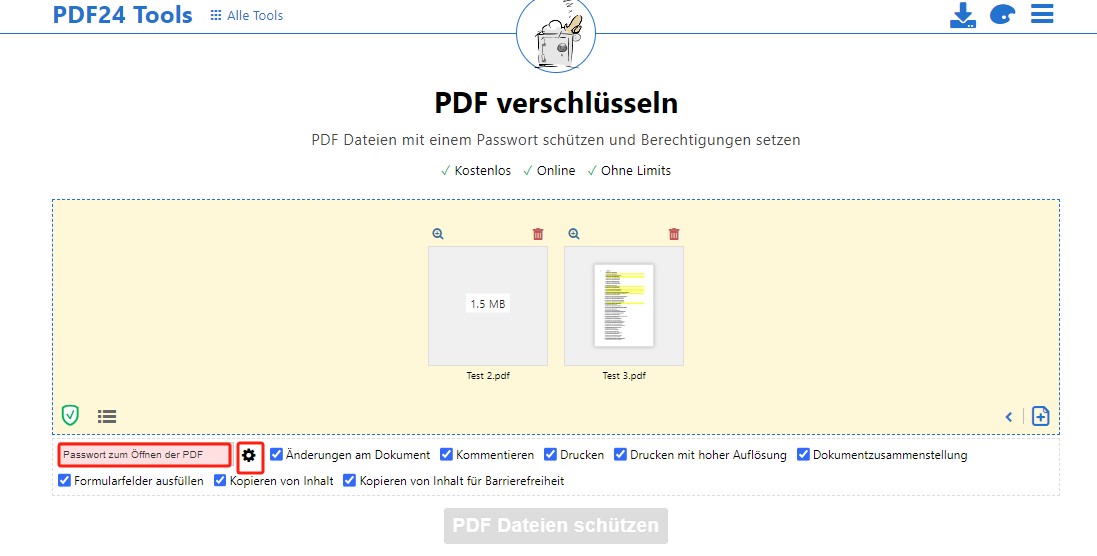 PDF online verschlüsseln kostenlos – PDF24