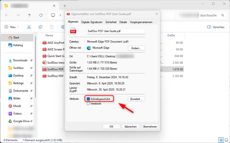 PDF ohne Passwort vor Bearbeitung schützen unter Windows