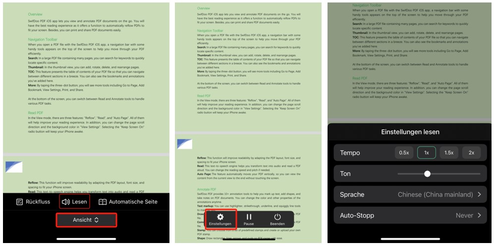PDF vorlesen lassen iPhone SwifDoo PDF