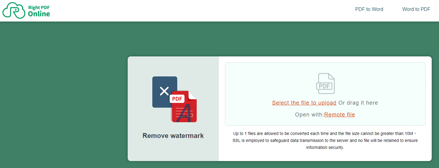 PDF watermark remover Right PDF Online