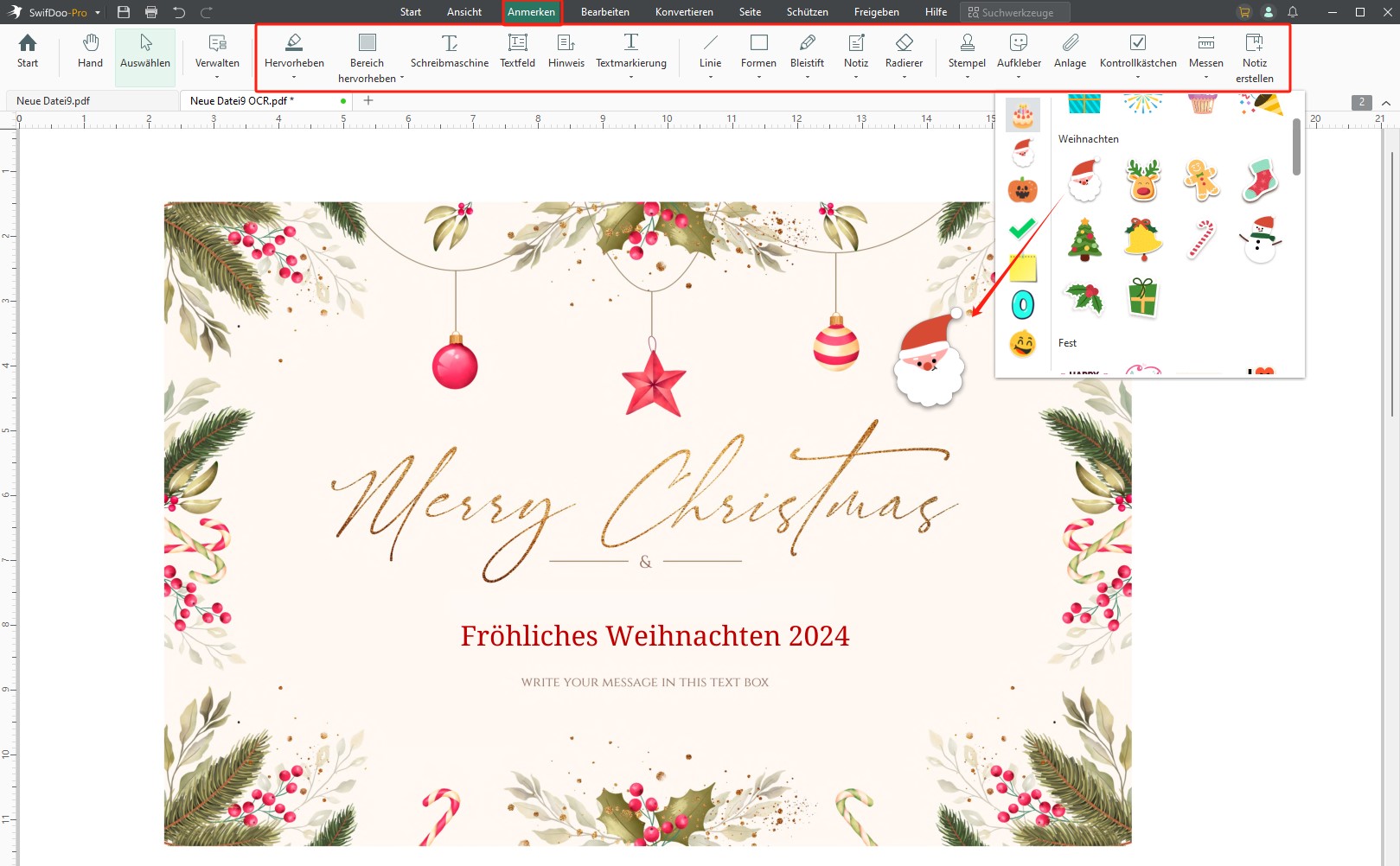 Weihnachtskarte selbst basteln SwifDoo PDF