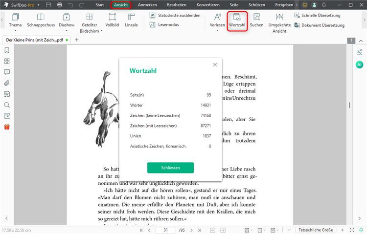 PDF Wörter zählen mit SwifDoo PDF