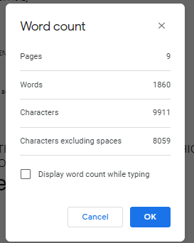 Google Docs word counter do PDF word count step 4