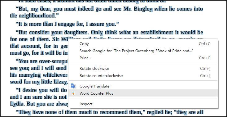 Chrome extension Word Counter Plus PDF word count step 3