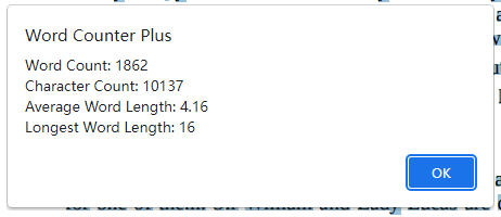 Chrome extension Word Counter Plus PDF word count step 4