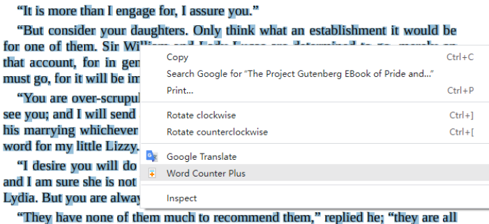 Chrome extension Word Counter Plus PDF word count step 1