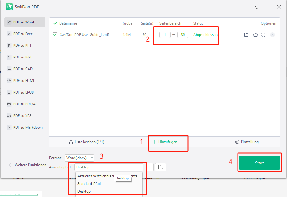 PDF in Word umwandeln mit SwifDoo PDF