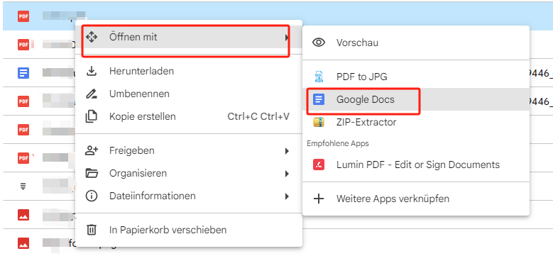 PDF in Word konvertieren mit Google Docs