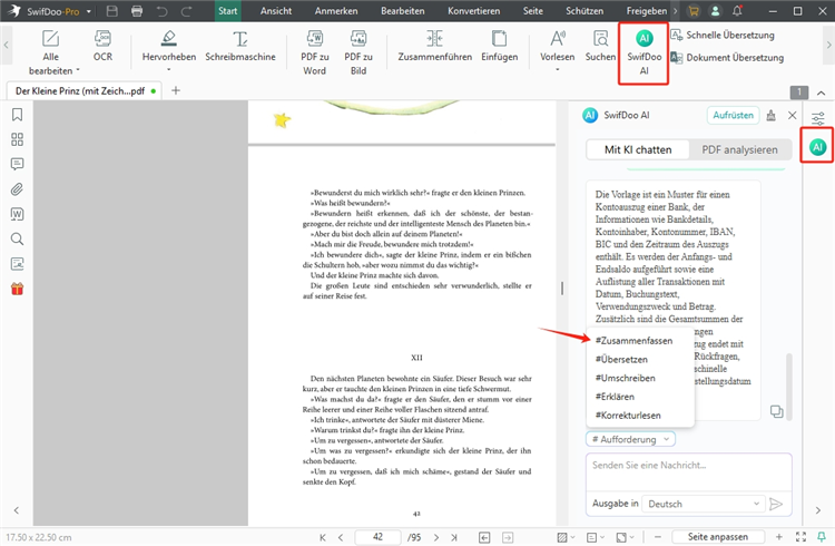 PDF mit KI zusammenfassen - SwifDoo PDF