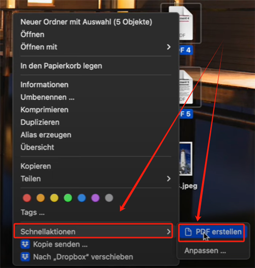 PDFs mit dem Finder zusammenfügen