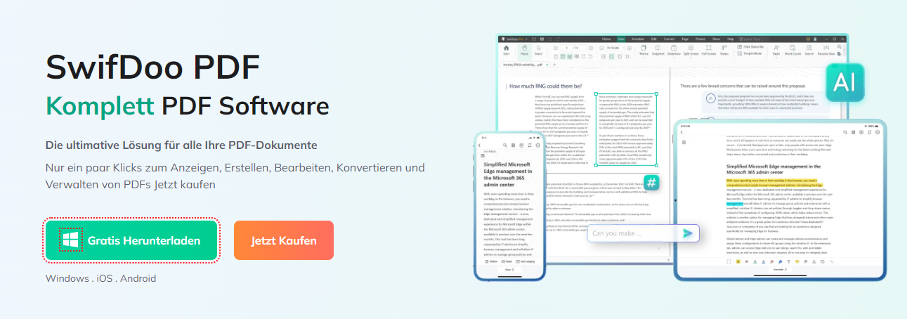 PDF zusammenfügen unter Windows 10 mit SwifDoo PDF