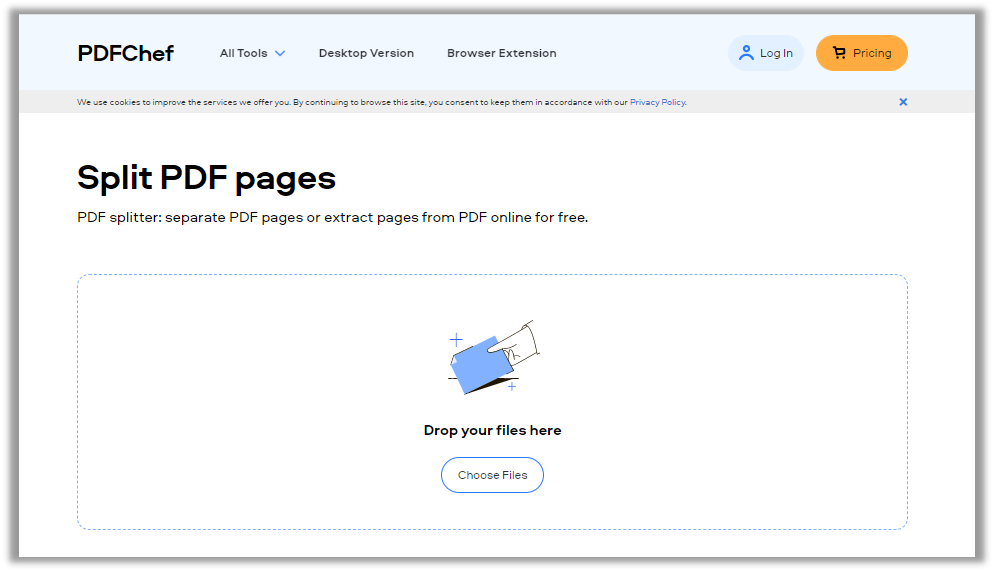 PDFChef online PDF cutter page