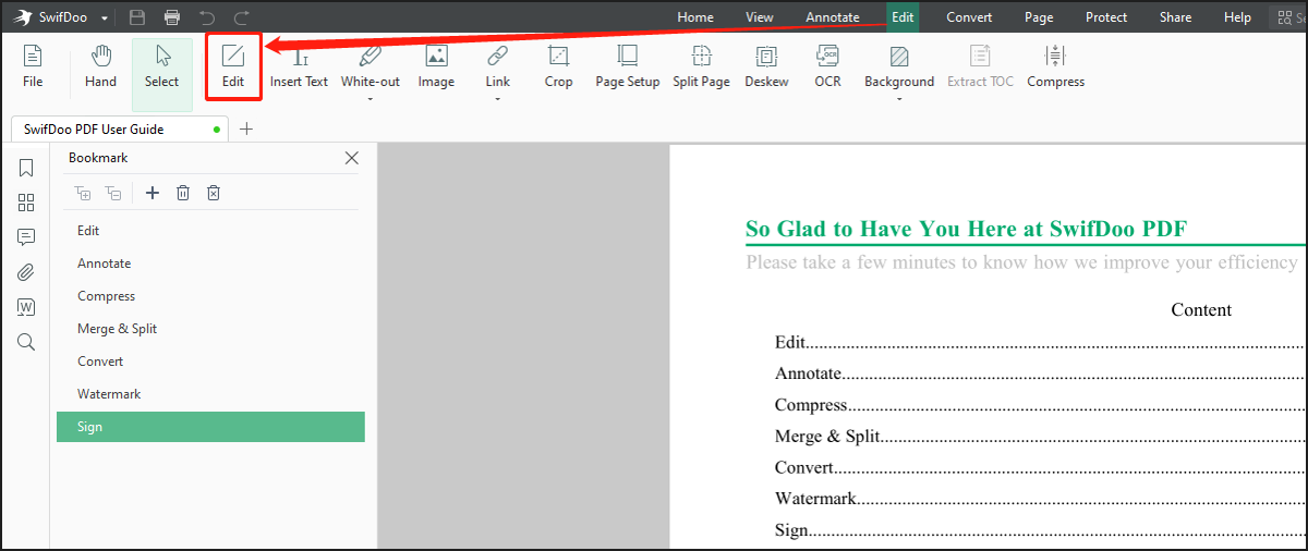 SwifDoo PDF PDFescape editor alternative choose editing tools
