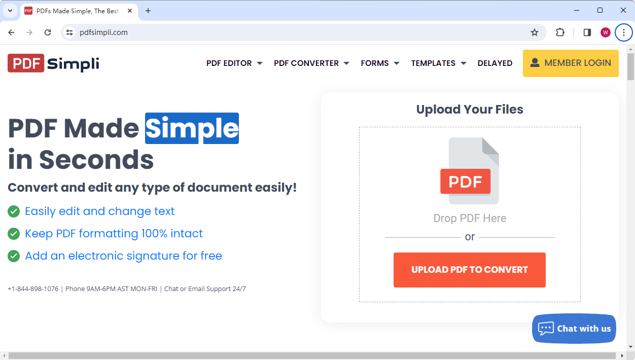 PDFSimpli Website Homepage