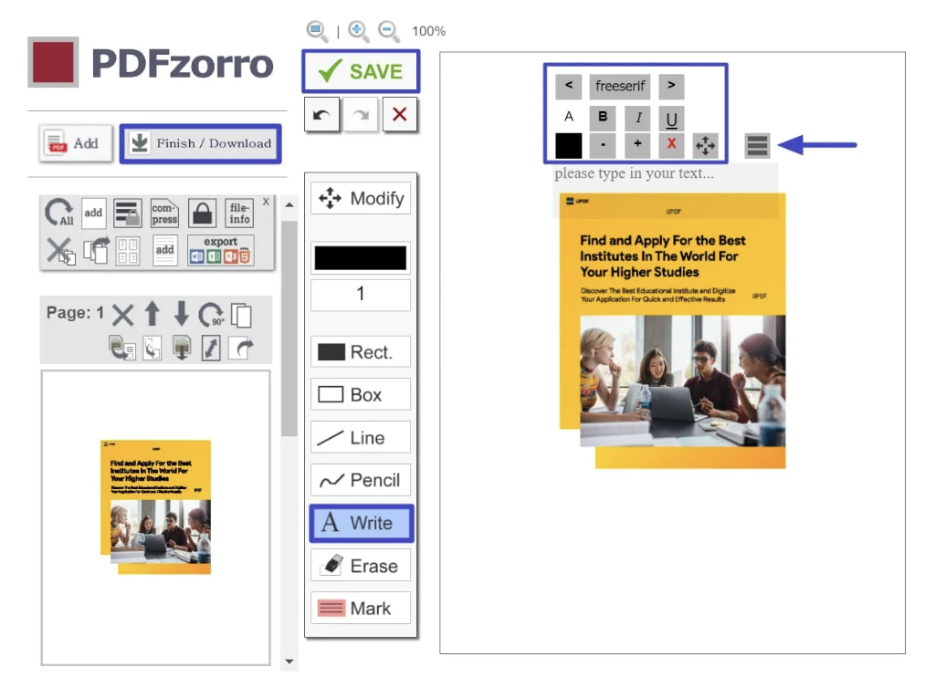 PDFzorro Edit Toolbar