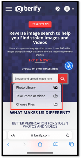 Perform a reverse video search on an iOS device