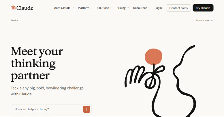 Web interface of Claude