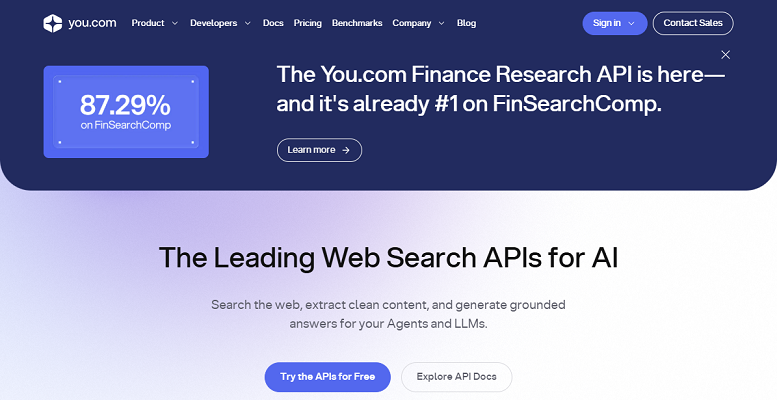 Web interface of You.com