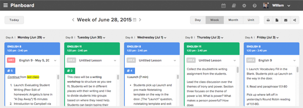 Planboard online teaching tool