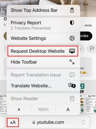 Safari Request Desktop Website