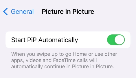 iPhone Start PiP Automatically