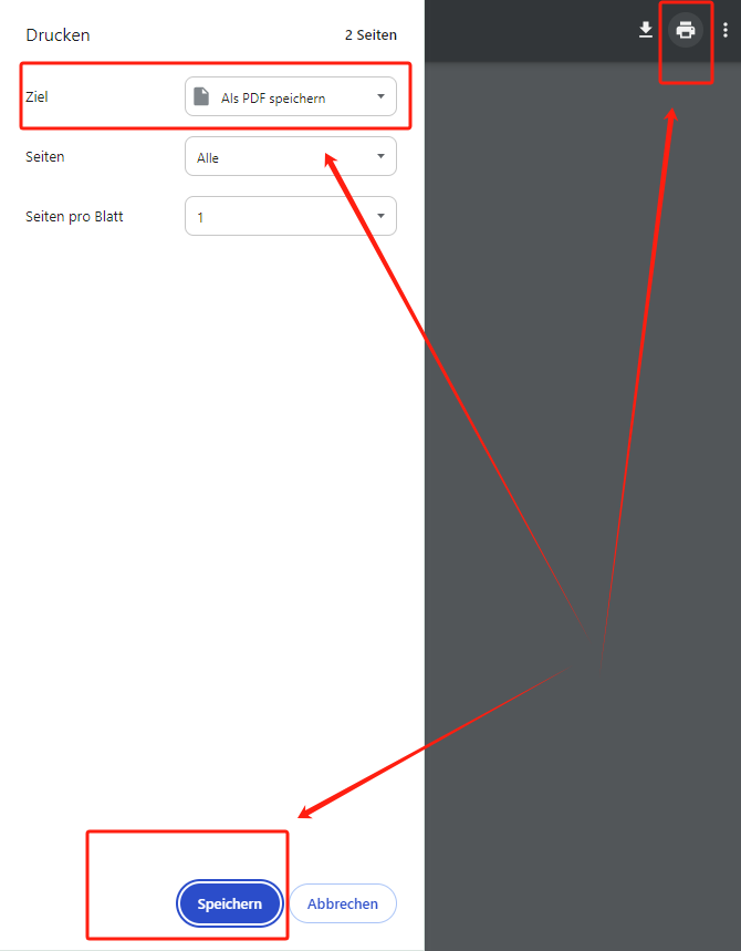 In den Druckfenstern von Drive können Sie das Layout, die Seitengröße, die Ränder, die Skalierung, die Seiten pro Blatt und den Seitenbereich für den Druck einstellen. Wenn Sie die Einstellungen vorgenommen haben, klicken Sie auf die Schaltfläche Speichern, um diese PNG-Datei in Google Drive in eine PDF-Datei umzuwandeln.