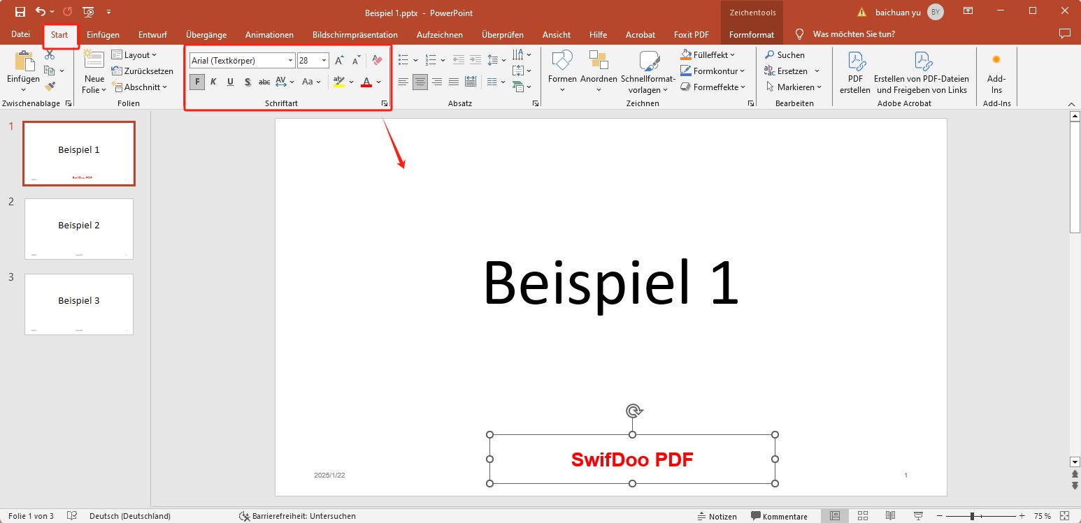 Fußzeile in Powerpoint ändern auf Desktop – MS PowerPoint