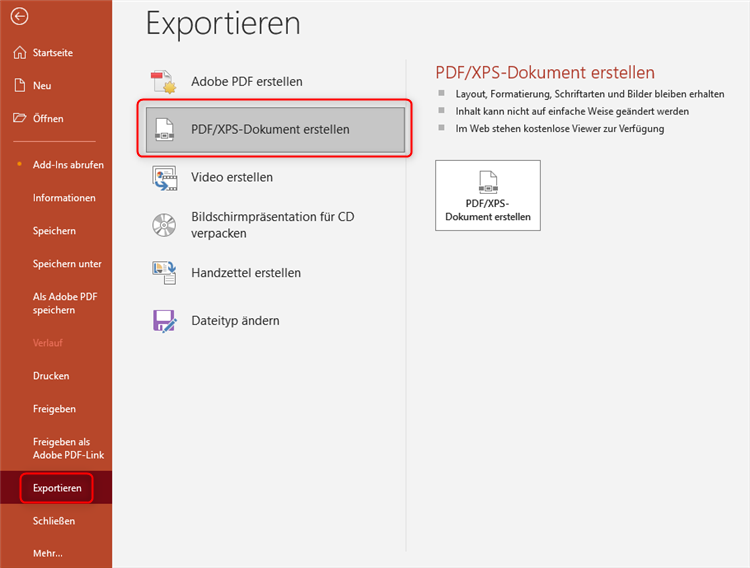 PPT in PDF umwandeln mit Microsoft PowerPoint 