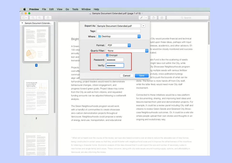 Preview Helps Free Encrypt PDF on Mac