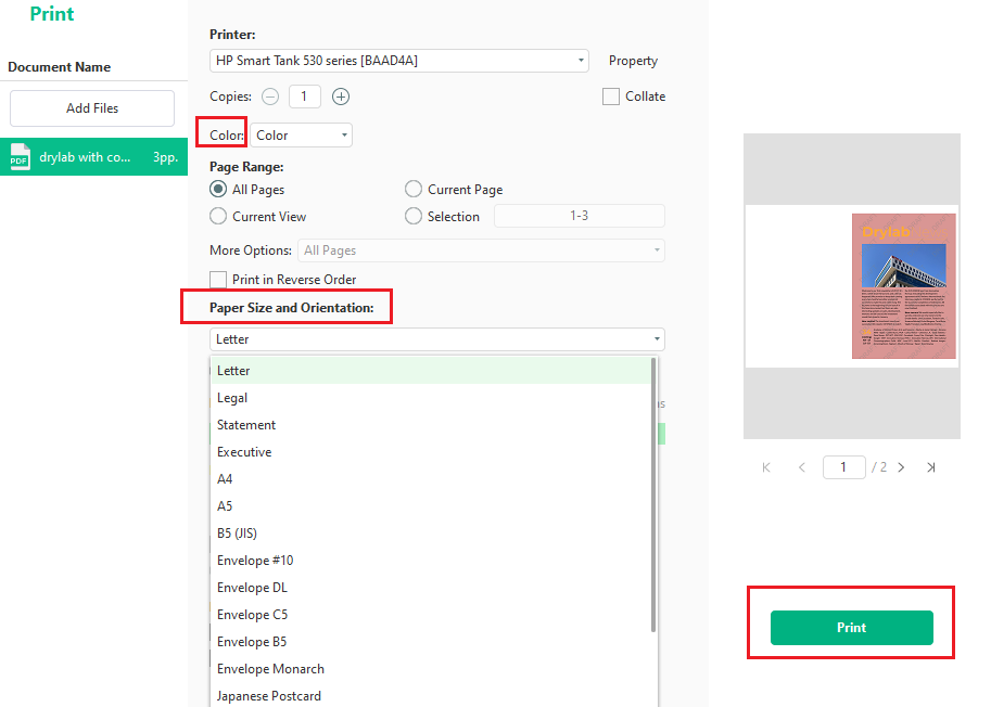 Customize other print settings for the magazine in SwifDoo PDF