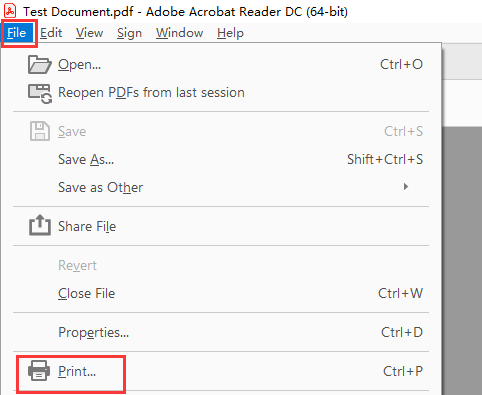 Print PDF as booklet with Adobe Acrobat Reader DC on Mac step 1