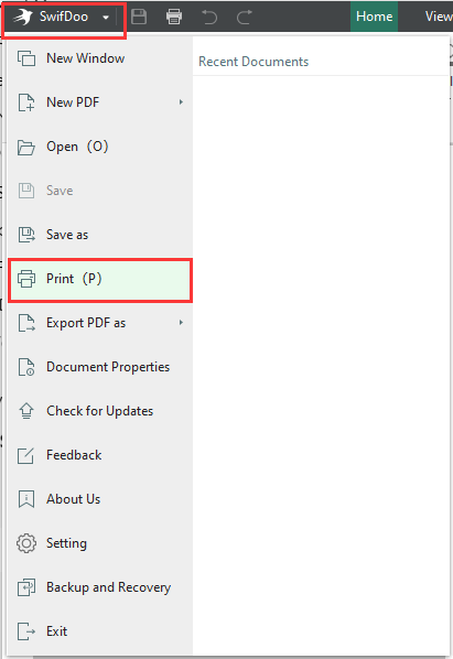 Print PDF as booklet with SwifDoo PDF on Windows step 1