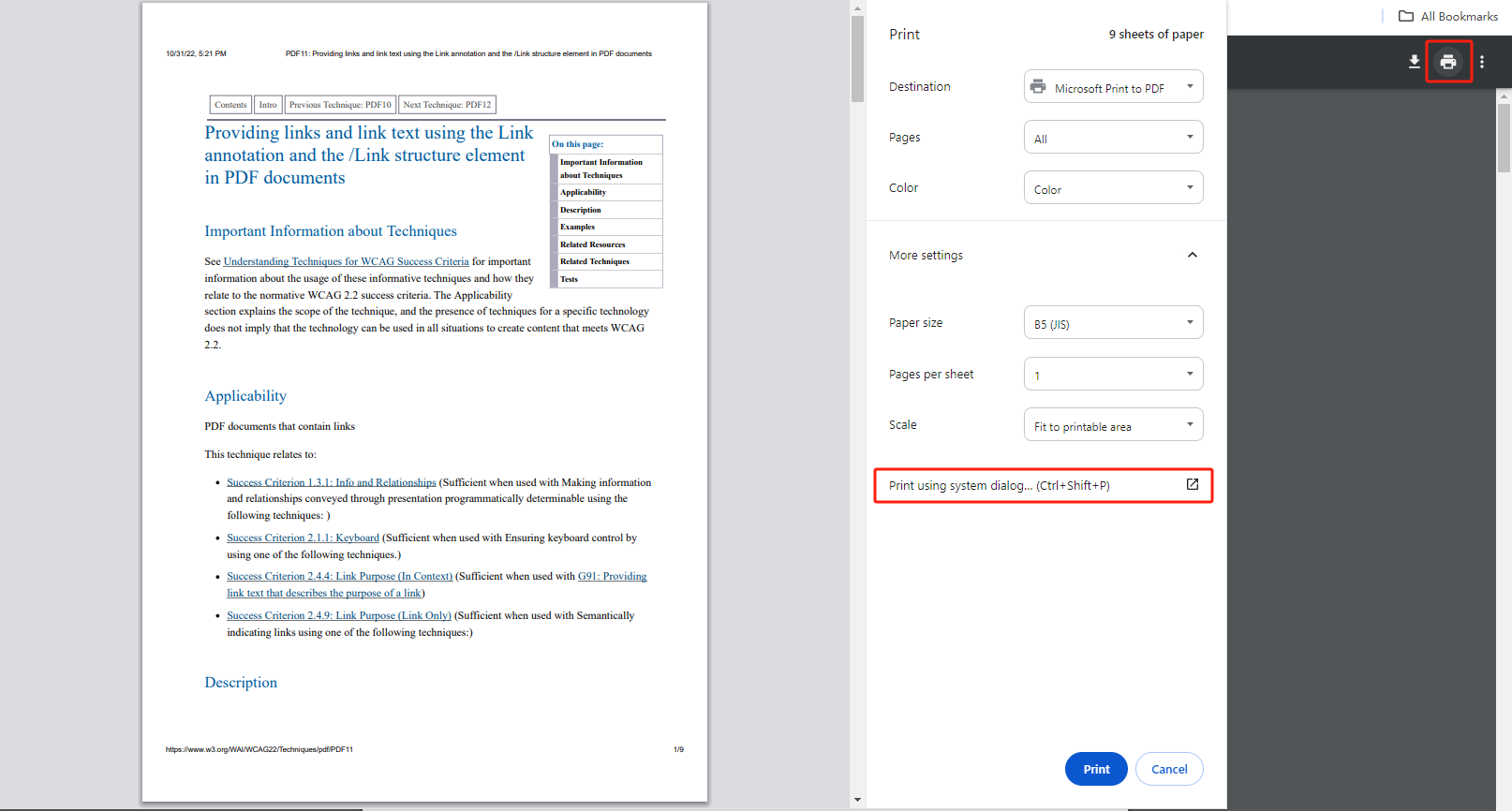 Print PDF in Landscape via a Web Browser