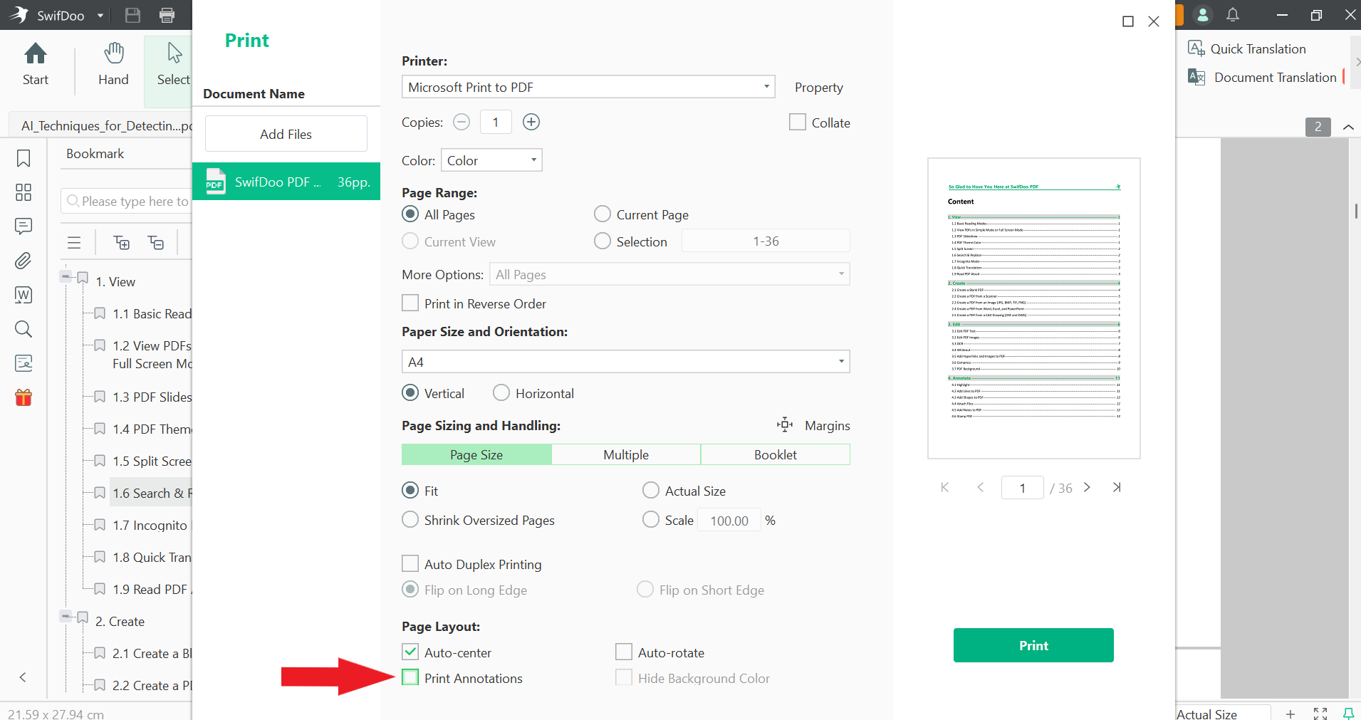 Print PDFs Without Annotations in SwifDoo PDF