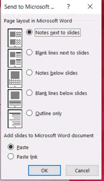 Print PowerPoint with notes way 2-2