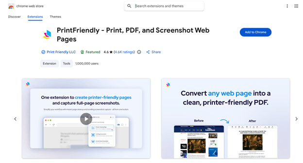 PrintFriendly Chrome Extension