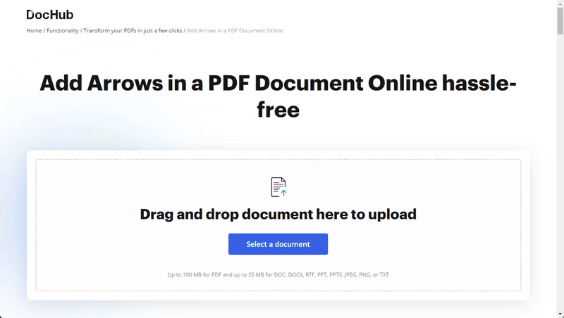 Put an Arrow to PDF Online in DocHub