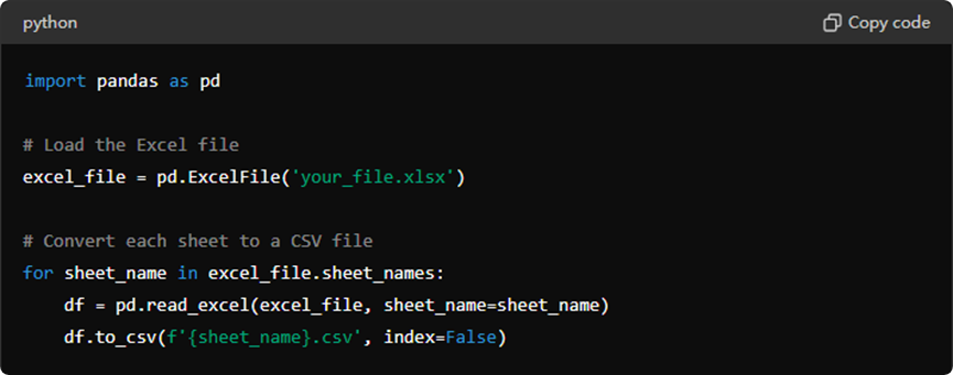 Python Code for Converting Excel to CSV