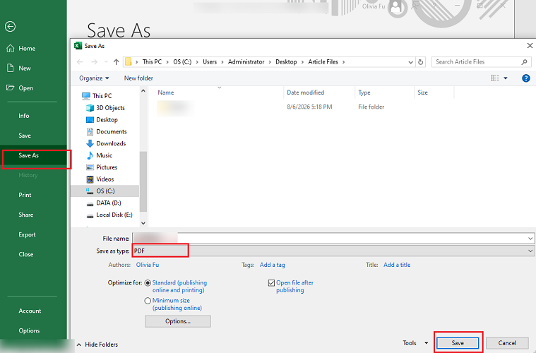 Go to File > Save As and save the converted CSV as a PDF in Microsoft Excel