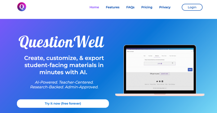 QuestionWell AI quiz generator