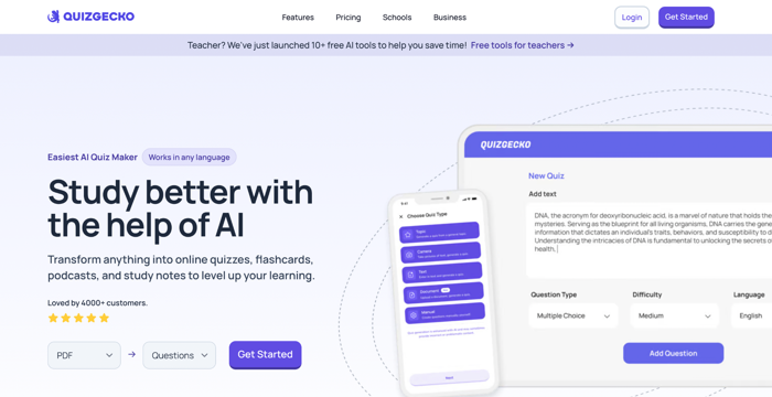 Quizgecko AI quiz generator