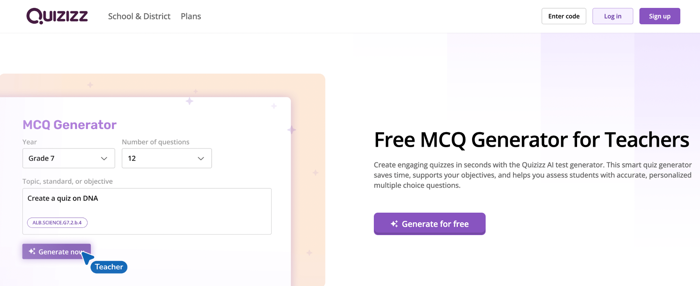 Quizizz AI quiz generator