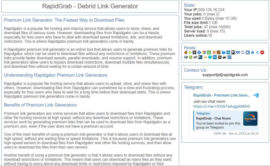Interface of RapidGrab