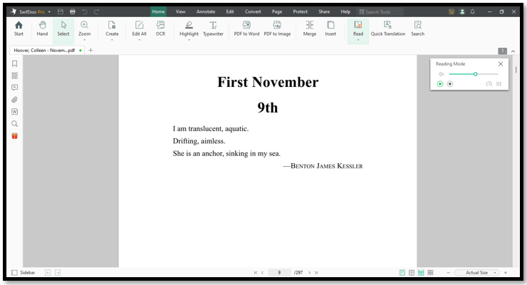 Read November 9 PDF by Colleen Hoover with SwifDoo PDF