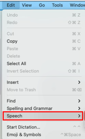 Read PDF aloud with Speech feature on Mac step 3