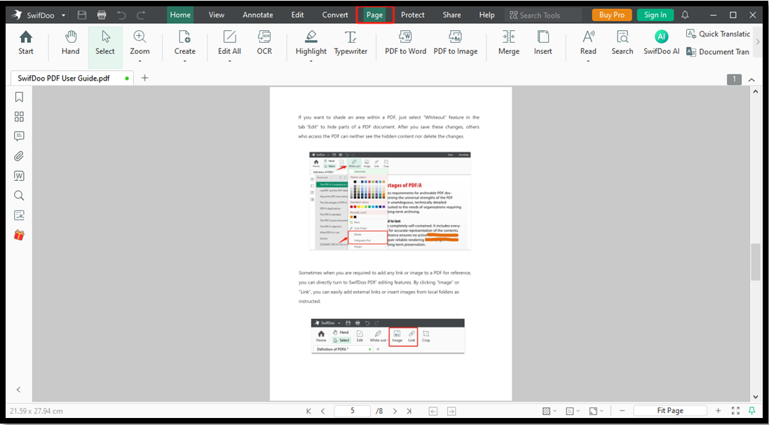 rearrange PDF pages on Windows with SwifDoo PDF 1