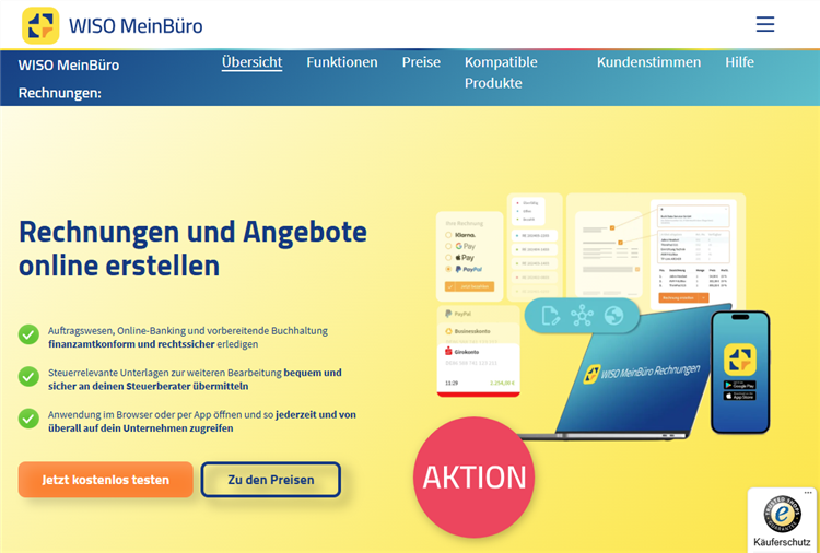 Rechnungsprogramm kostenlos - WISO MeinBüro