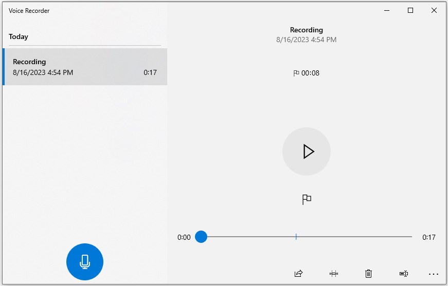 Record Audio on Windows 10 through Voice Recorder